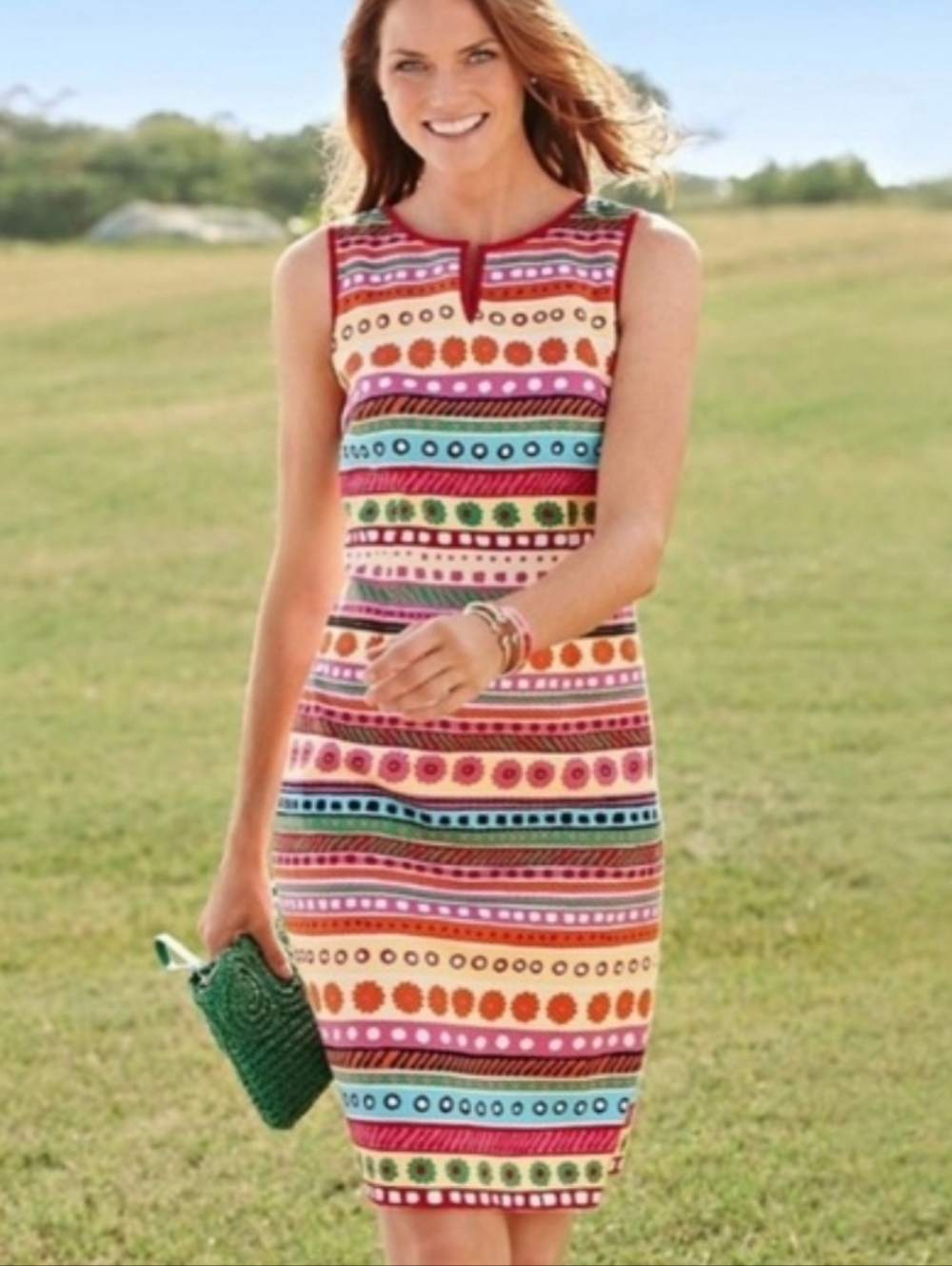 Talbots Sleeveless Striped Midi Dress